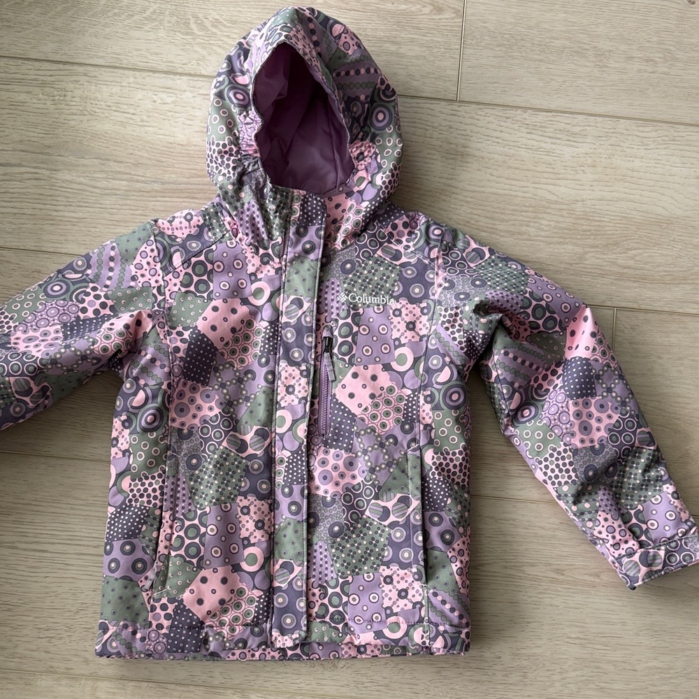 Columbia Kids Puffer Jacket in Pink and Gray - Omni-heat